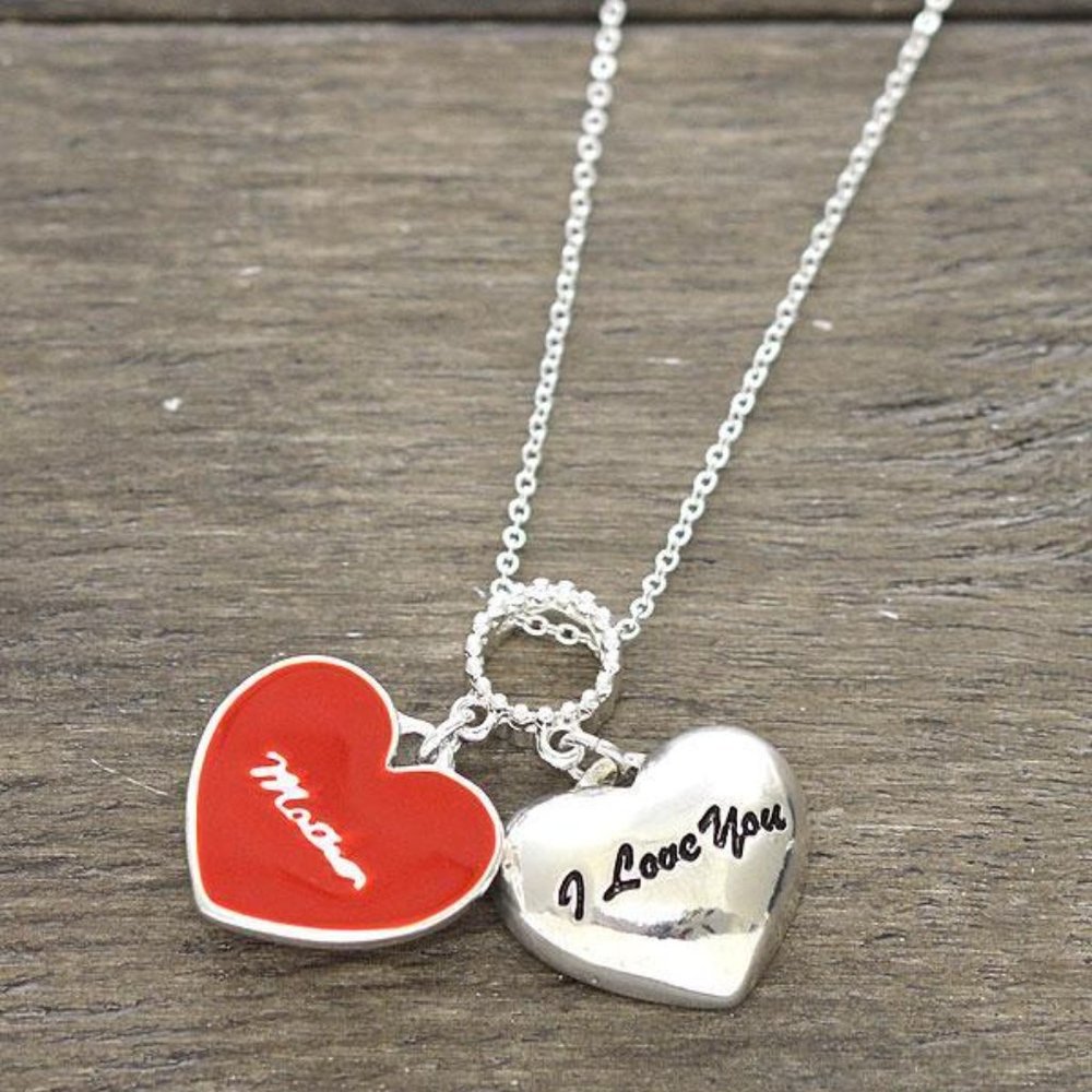 2 Hearted Silver Necklace NEK4870SL